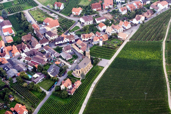Aerial photograpy of Village view of Birkweiler in the state Rhineland-Palatinate