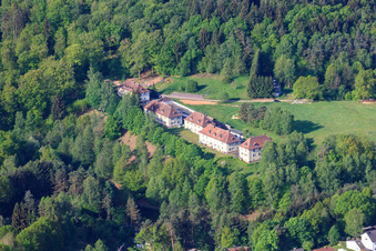 Aerial view of Altschloßstraße 2-8 in Eppenbrunn in the state Rhineland-Palatinate, Germany