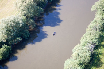 Aerial view of River Severn near Sandhurst in Ashleworth in the state England, Great Britain