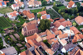Village view of Birkweiler in the state Rhineland-Palatinate from above