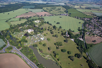 Aerial view of Car market at Highnam Court near Lassington in Lassington in the state England, Great Britain