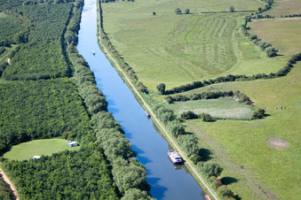 Aerial view of Gloucester-Sharpness Canal at Frampton-on-Severn in Frampton on Severn in the state England, Great Britain
