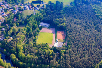 Aerial view of Sports Center in Eppenbrunn in the state Rhineland-Palatinate, Germany