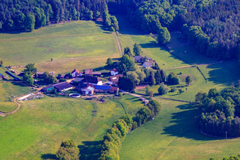 Aerial view of Ransbrunnerhof in Eppenbrunn in the state Rhineland-Palatinate, Germany
