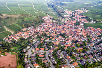 Wine-growing village from the north in Ilbesheim bei Landau in the state Rhineland-Palatinate, Germany