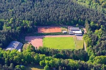Aerial photograpy of Sports field in Eppenbrunn in the state Rhineland-Palatinate, Germany