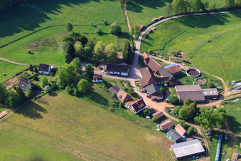 Ransbrunnerhof in Eppenbrunn in the state Rhineland-Palatinate, Germany from the plane