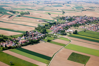 Niederlauterbach in the state Bas-Rhin, France from a drone