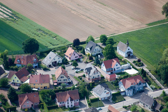 Bird's eye view of Scheibenhard in the state Bas-Rhin, France