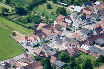 Scheibenhard in the state Bas-Rhin, France viewn from the air