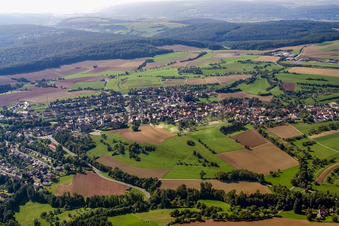 Aerial view of From the north in the district Lohrbach in Mosbach in the state Baden-Wuerttemberg, Germany