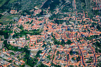 City view of the city area of in Quedlinburg in the state Saxony-Anhalt, Germany