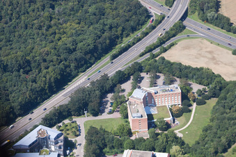Aerial view of Raddisson Blu in Ettlingen in the state Baden-Wuerttemberg, Germany