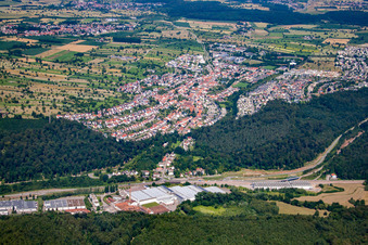 From the west in the district Busenbach in Waldbronn in the state Baden-Wuerttemberg, Germany
