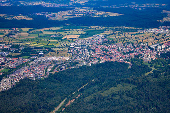 Oblique view of From the west in the district Busenbach in Waldbronn in the state Baden-Wuerttemberg, Germany