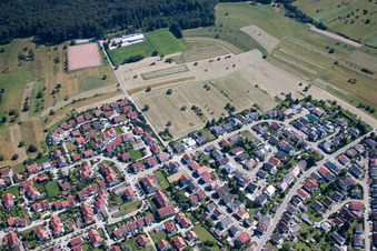 Bird's eye view of District Spessart in Ettlingen in the state Baden-Wuerttemberg, Germany