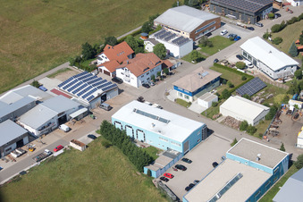 Aerial photograpy of Im Schwarzenbusch commercial area in the district Pfaffenrot in Marxzell in the state Baden-Wuerttemberg, Germany