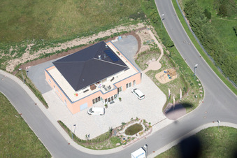 Bird's eye view of Im Schwarzenbusch commercial area in the district Pfaffenrot in Marxzell in the state Baden-Wuerttemberg, Germany