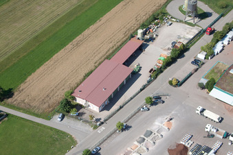 Drone recording of Im Schwarzenbusch commercial area in the district Pfaffenrot in Marxzell in the state Baden-Wuerttemberg, Germany