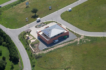 Drone image of Im Schwarzenbusch commercial area in the district Pfaffenrot in Marxzell in the state Baden-Wuerttemberg, Germany