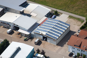 Bird's eye view of Im Schwarzenbusch commercial area in the district Pfaffenrot in Marxzell in the state Baden-Wuerttemberg, Germany