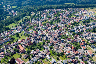 Town View of the streets and houses of the residential areas in Pfaffenrot in the state Baden-Wurttemberg, Germany