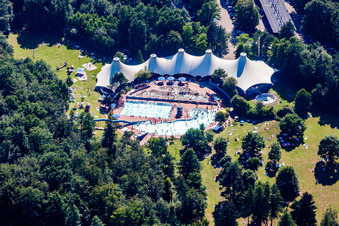 Swimming pool of the Waldbad Schoellbronn of Stadtwerke Ettlingen in Ettlingen in the state Baden-Wurttemberg, Germany
