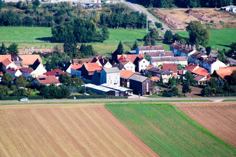 Brehmstr in the district Minderslachen in Kandel in the state Rhineland-Palatinate, Germany from the drone perspective