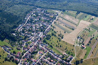 District Schluttenbach in Ettlingen in the state Baden-Wuerttemberg, Germany from the plane