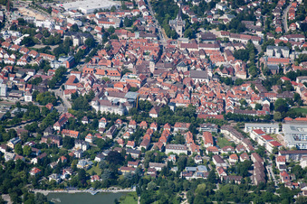 Oblique view of Old Town in Ettlingen in the state Baden-Wuerttemberg, Germany