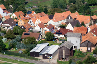 Brehmstr in the district Minderslachen in Kandel in the state Rhineland-Palatinate, Germany seen from a drone