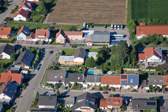 Aerial photograpy of Industrial estate and company settlement Im Gereut in Hatzenbuehl in the state Rhineland-Palatinate