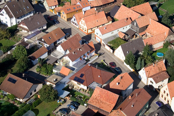 Brehmstr in the district Minderslachen in Kandel in the state Rhineland-Palatinate, Germany seen from above