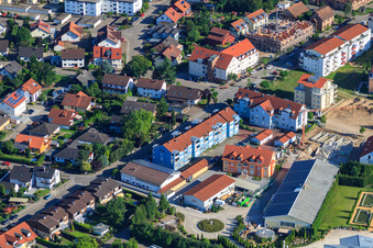 Aerial photograpy of Buchstraße and Ludoviciring in Jockgrim in the state Rhineland-Palatinate, Germany