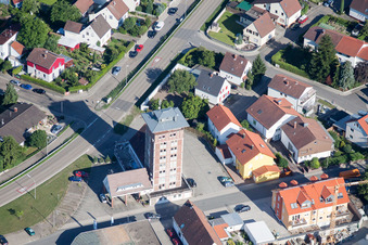 Aerial view of High-rise building Ludovici in Jockgrim in the state Rhineland-Palatinate, Germany