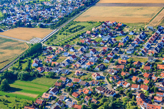 Aerial view of On Römerstr in Rheinzabern in the state Rhineland-Palatinate, Germany