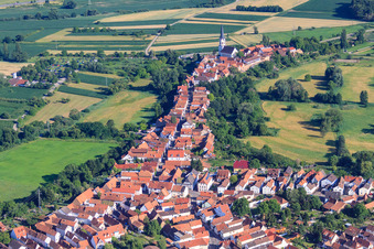 Aerial view of Hinterstädel from the north in Jockgrim in the state Rhineland-Palatinate, Germany