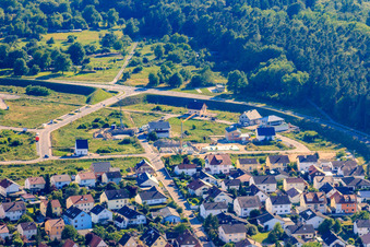 Oblique view of Vogelring new development area in Jockgrim in the state Rhineland-Palatinate, Germany