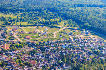 Vogelring new development area in Jockgrim in the state Rhineland-Palatinate, Germany out of the air