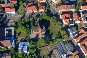 Aerial view of Town Hall Jockgrim in Jockgrim in the state Rhineland-Palatinate, Germany