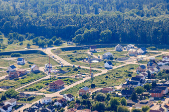 Vogelring new development area in Jockgrim in the state Rhineland-Palatinate, Germany from the plane