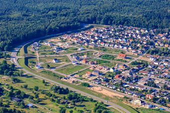 Drone image of Vogelring new development area in Jockgrim in the state Rhineland-Palatinate, Germany