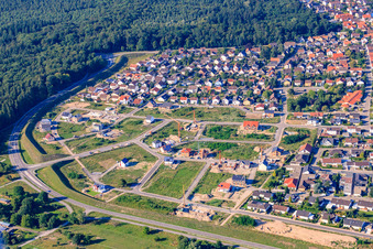 Vogelring new development area in Jockgrim in the state Rhineland-Palatinate, Germany from the drone perspective