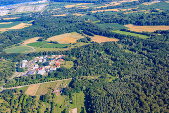 Mittelwegring commercial area in Jockgrim in the state Rhineland-Palatinate, Germany viewn from the air