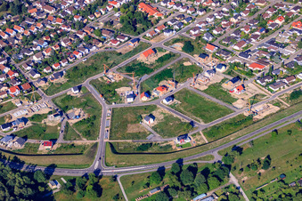 Aerial photograpy of Vogelring new development area in Jockgrim in the state Rhineland-Palatinate, Germany