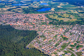 Aerial view of Hatzenbühler Street in Jockgrim in the state Rhineland-Palatinate, Germany