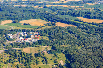 Drone image of Mittelwegring commercial area in Jockgrim in the state Rhineland-Palatinate, Germany