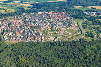 New development area Vogelring from the north in Jockgrim in the state Rhineland-Palatinate, Germany