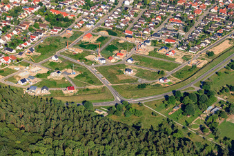 New development area Vogelring from the west in Jockgrim in the state Rhineland-Palatinate, Germany
