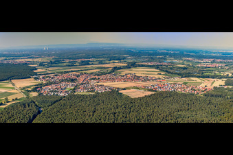 Panorama of the town from the south in Rheinzabern in the state Rhineland-Palatinate, Germany